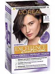 Краска для волос L'Oreal Excellence Cool Creme оттенок 5.11 Ультрапепельный Светло-Каштановый