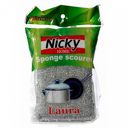 Губка кухонная Nicky Home Laura для тефлона и деликатных поверхностей 11*7,5*3см