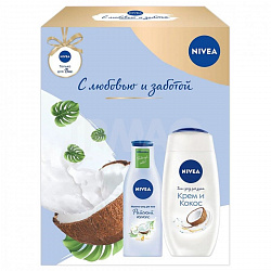 Набор подарочный Nivea гель для душа Крем кокос+молочко для тела