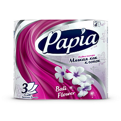 Туалетная бумага PAPIA Балийский Цветок 3 сл 4 рул