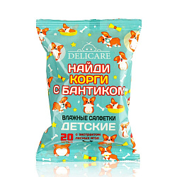 Влажные салфетки Delicare Baby Корги лесные ягоды 20шт