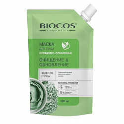 Маска для лица Biocos зеленая глина Очищение и Обновление 100мл