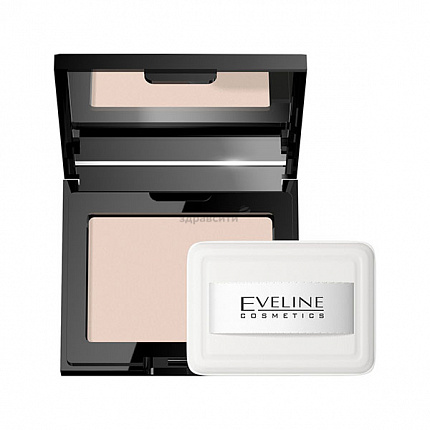 Пудра с зеркалом EVELINE Beaty Line компактная бархатистая №12
