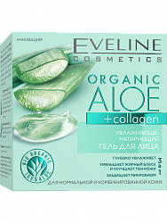 Гель для лица Eveline Organic Aloe +Collagen Увлажняюще-матирующий