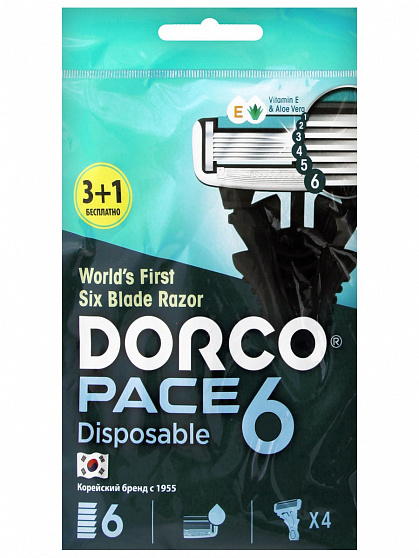 Станки одноразовые мужские Dorco SXA100-3+1 6 лезвий 4шт