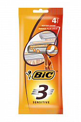Станки одноразовые мужские Bic 3 для чувствительной кожи 4шт