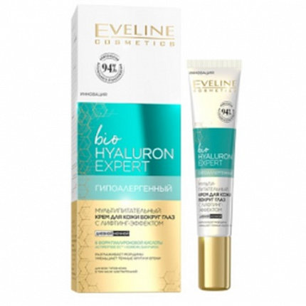 Гипоаллергенный мультипитательный крем вокруг глаз с лифтинг - эффектом EVELINE Biohyaluron expert 20мл