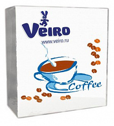Салфетки бумажные Veiro "Чашка кофе", однослойные, 24x24 см 50шт