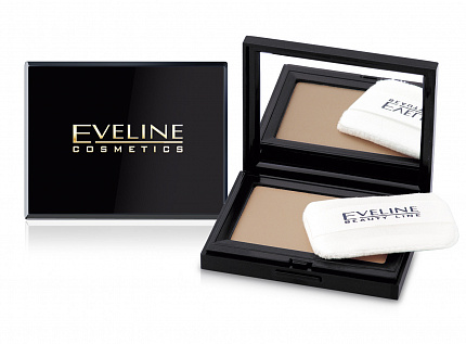 Пудра с зеркалом EVELINE Beaty Line компактная бархатистая №14