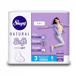 Прокладки Sleepy Natural Soft классик ночные 6шт