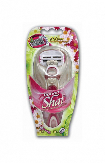 Станок бритвенный женский Dorco Shai Sweetie 3+3 лезвия с 2 сменными кассетами
